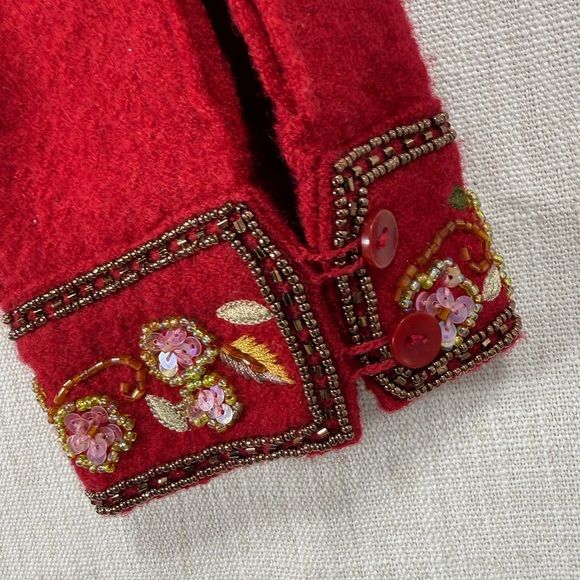 Talbots Red Embroidered Button-Front Jacket - Picture 8 of 12